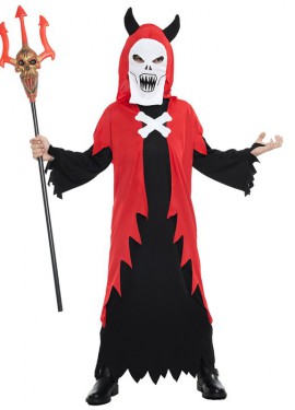 Fato de demônio com máscara para criança