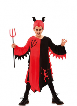 Fato de demônio vermelho e preto para crianças