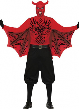 Fato de demónio temível vermelho para homem