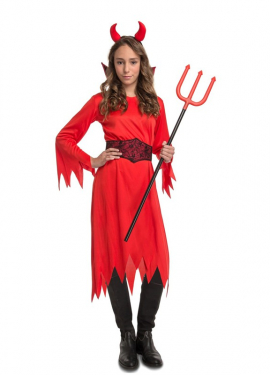 Fato de Diablesa com chifres para menina
