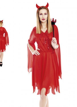 Fato de diabo vermelho paquerador para mulher