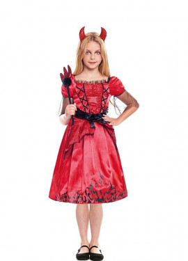 Fato de diabo de chama escura para menina