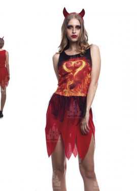 Fato de diabo ardente para mulher