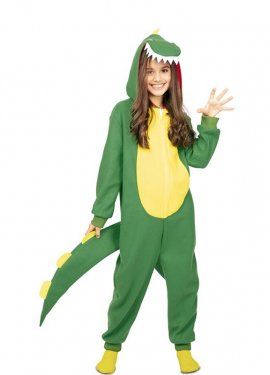 Fato de dinossauro Kugurumi verde e amarelo para criança