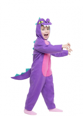 Fato de dinossauro lilás para crianças