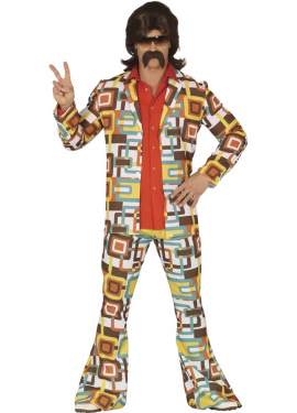 Multicolor 70s Disco Costume for men