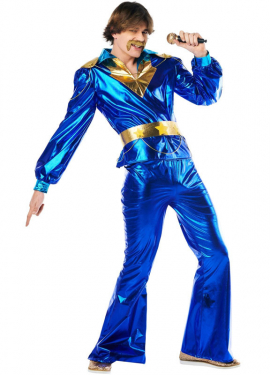 Blue 70s Disco Costume for Men