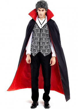 Fato clássico de Drácula com capa bicolor para homem