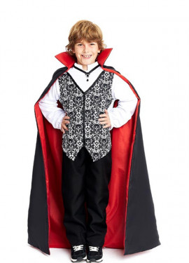 Fato clássico de Drácula com capa bicolor para criança
