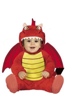 Fato de dragão vermelho com asas para bebé
