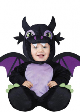 Fato de dragão preto macio para bebé