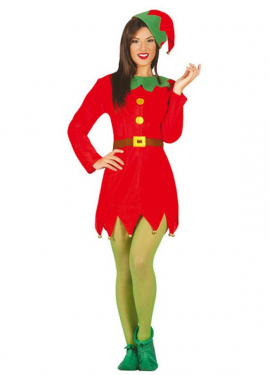 Fato de elfo verde e vermelho para mulher