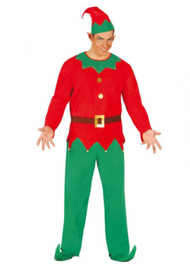 Fato de elfo verde e vermelho para homem