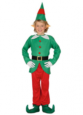 Fato de elfo verde e vermelho para menino