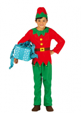 Fato de elfo verde e vermelho para crianças