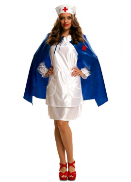 Nurse costume with blue cape for women