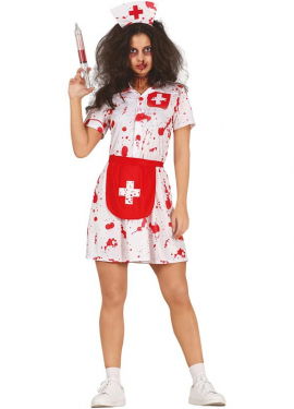 Fato de enfermeira zumbi branca para mulher