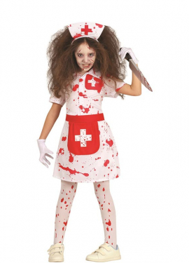 Fato de enfermeira zombie branca para menina