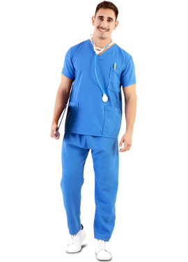 Fato de enfermeira azul para adulto