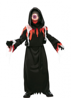 Fato de Fantasma vermelho e preto com máscara para criança