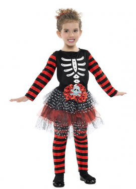 Striped Skeleton Costume for Girl