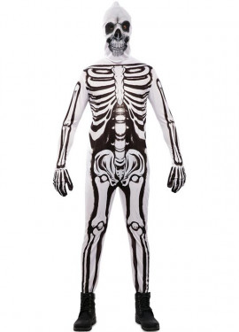 Black and white skeleton costume with mask for men