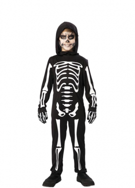 Fato de esqueleto com capuz para criança