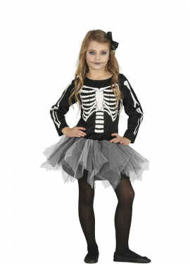 Fato de esqueleto com tutu para menina