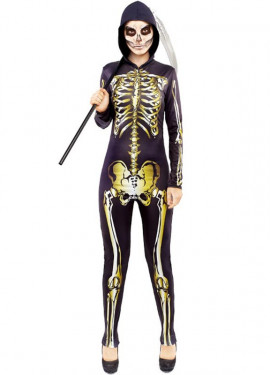 Fato de esqueleto dourado para mulher