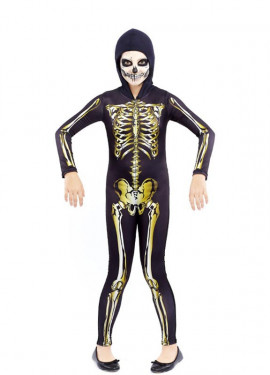 Fato de esqueleto dourado para menina e adolescente