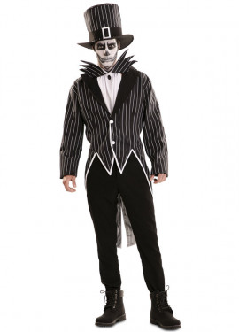 Traje de esqueleto elegante com chapéu para homem