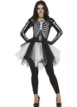 Charming Skeleton Costume with Tulle Skirt for Women