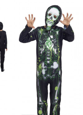 Black Radioactive Skeleton Costume for Boys