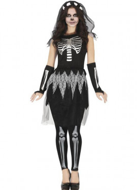 Skeleton costume silver dress for women