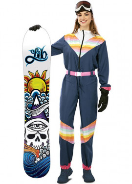 Fato de esquiadora azul com cinto para mulher