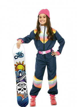 Fato de esquiador azul com cinto para menina