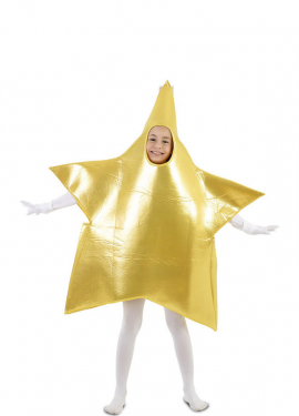Fato de Estrela de Natal Grande Dourado para Crianças