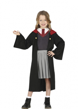 Fantasia de estudante de magia vermelha para uma garota