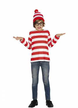 Hiker costume with striped shirt for boy