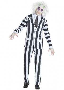 Men's Wide Striped Ghost Costume