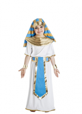 Fato de faraó egípcio branco e azul para menino