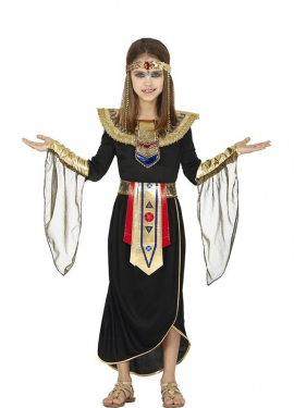 Fato de Faraó egípcio preto para menina