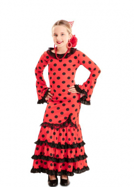 Fato de flamenco vermelho para menina