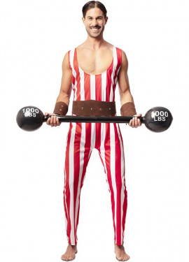 Fato de homem forte vermelho e branco com cinto para homem