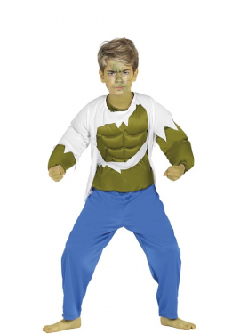 Fato de homem forte verde para menino