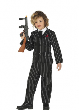 Black gangster costume with stripes for boys
