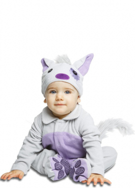 Mauve gray kitten costume for baby