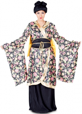 Fato de gueixa com flores para mulher