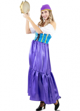 Gypsy Zingara costume with blue corset for women