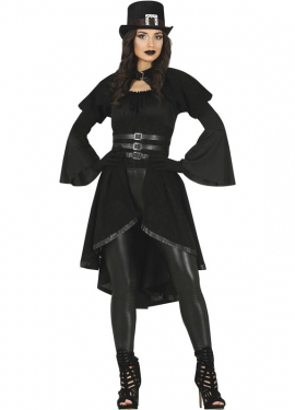 Fato de gótico preto sofisticado para mulher